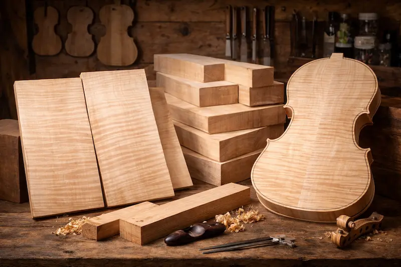 Flamed maple tonewood for cello backs and ribs – Tonewood Berkmann